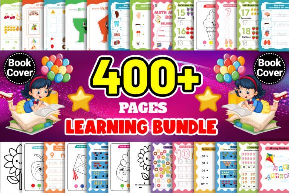 Kids activity and coloring bundle preview combining learning, coloring, and creative page themes